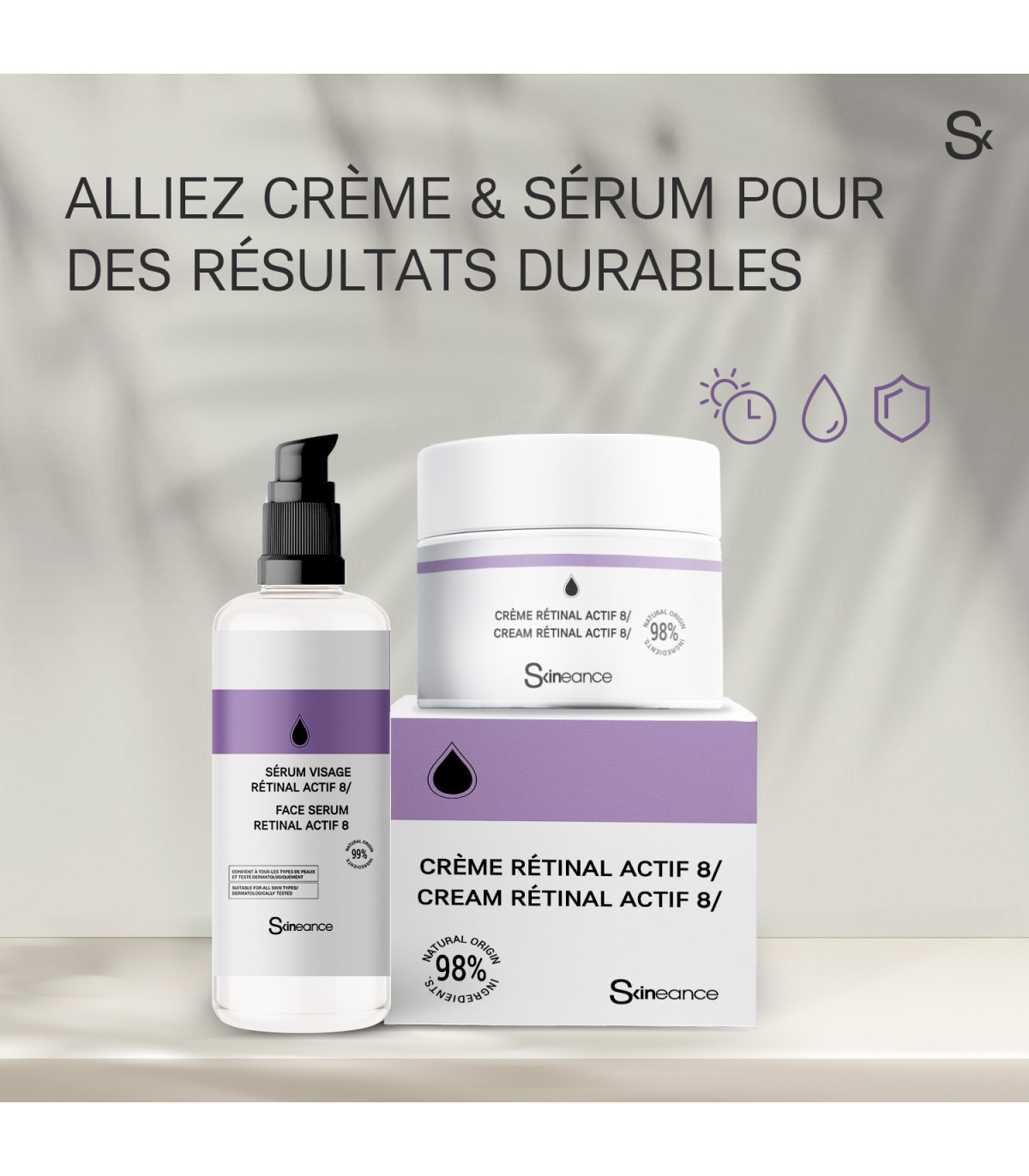 Facial Serum 30 ML: Retinol - Vitamin D - Bakuchiol - 99% natural origin - Immediate Powerful Anti-Wrinkle action
