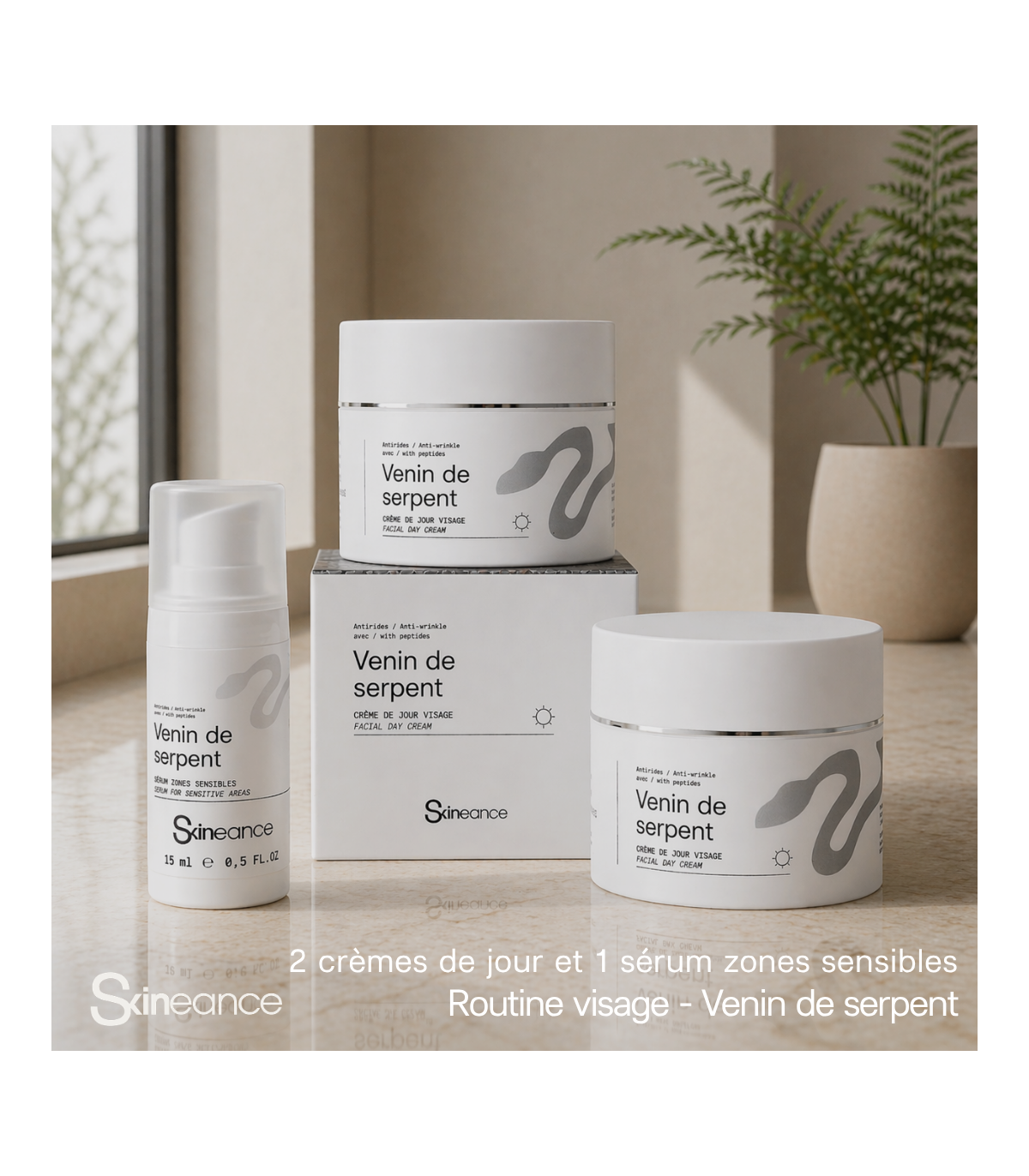 Snake venom: Day cream x2 + serum for sensitive areas - Powerful anti-ageing treatment